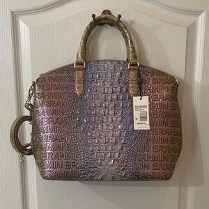 Brahmin Iridescent Embossed Leather Satchel
